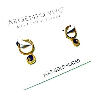 ✨🌙ARGENTO VIVIO: Crescent and Moon Drop Hoop Earrings ✨🌙